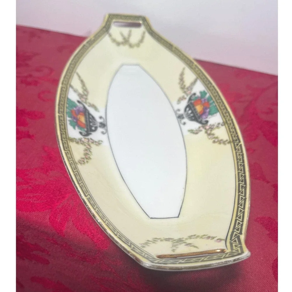 Vintage Noritake Oblong Serving Dish Yellow Fruit Basket Design Japan 12 inch